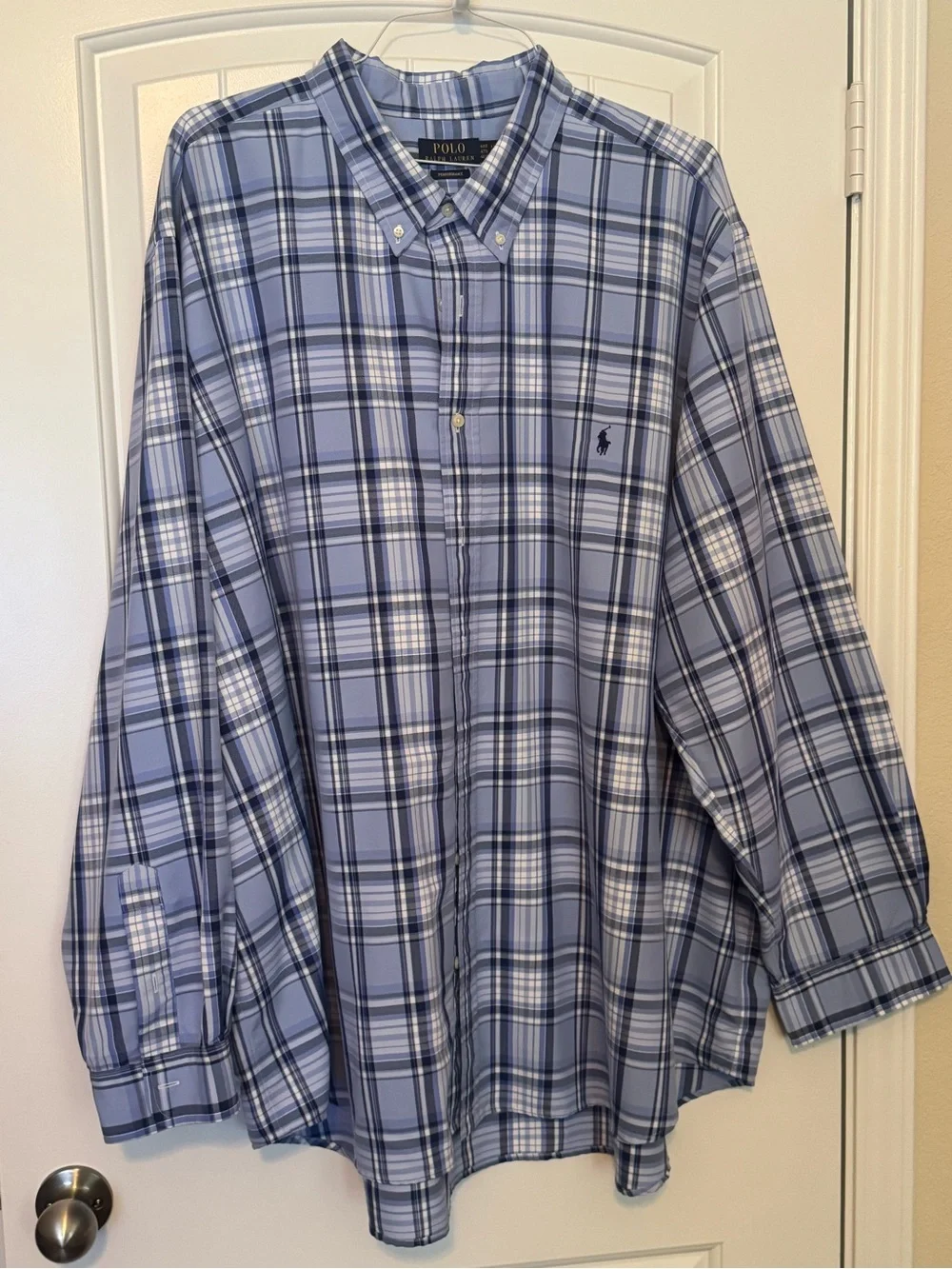 Polo by Ralph Lauren Light Blue Plaid Button-Down Shirt 4XL